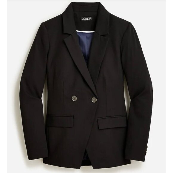 J.Crew $248 Petite Devon Blazer Bi-Stretch Cotton Blend Black Size P00 BP413